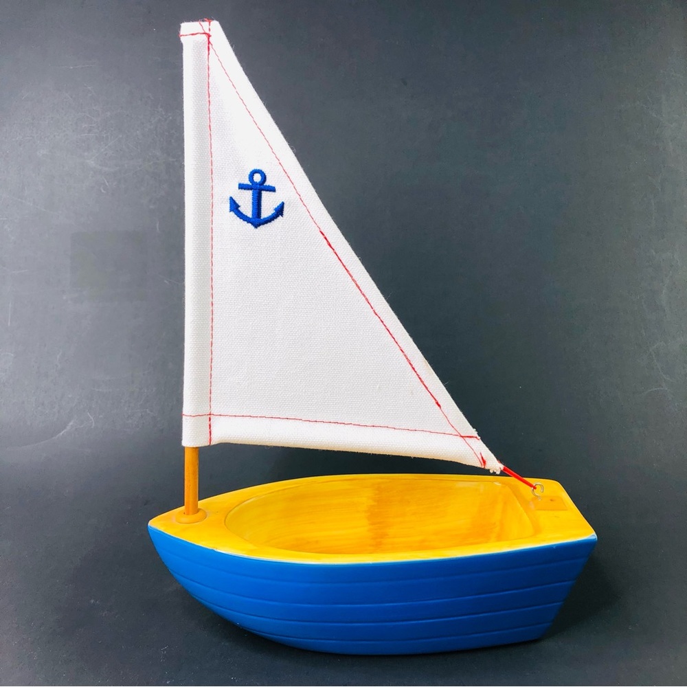 Teleflora Gift Blue Ceramic Captain Sail Boat Anchor Souvenir Vase Small Storage